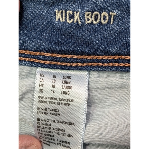 American Eagle Kick Boot Jeans Womens Size 10 Long Blue Super Stretch Denim - Picture 5 of 12